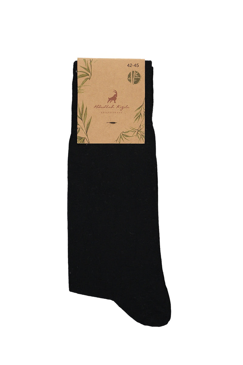 Siyah Bambu Karışımlı Düz Çorap