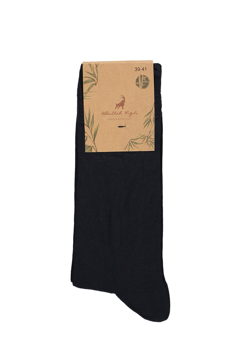 Koyu Lacivert Bambu Karışımlı Düz Çorap