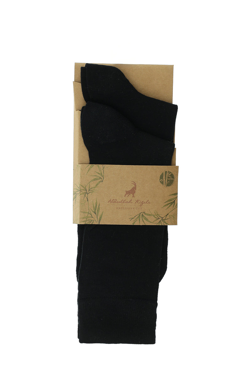 Siyah 2'li Desenli Bambu Karışımlı Çorap Seti