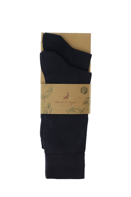 Lacivert 2'li Desenli Bambu Karışımlı Çorap Seti