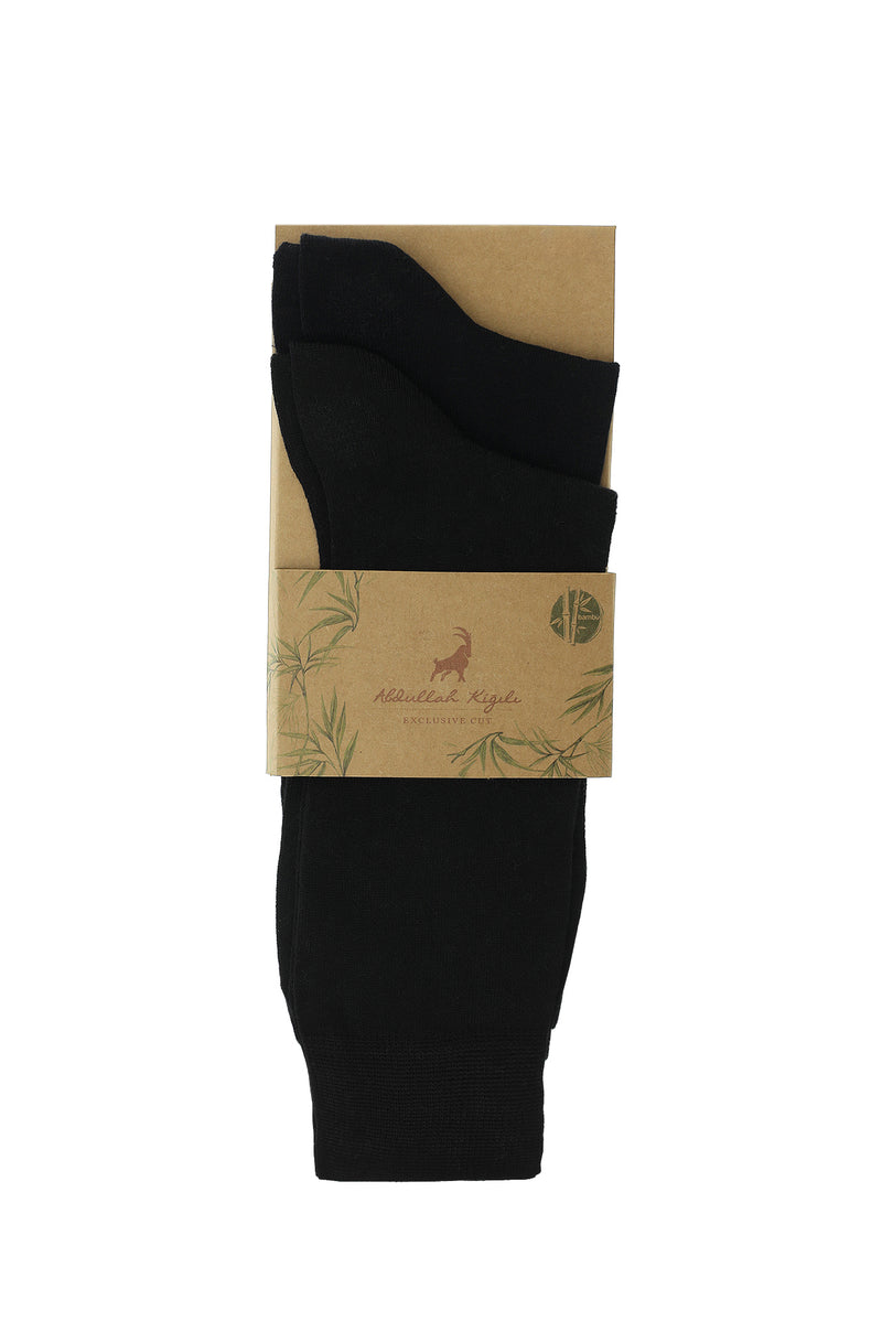 Siyah 2'li Desenli Bambu Karışımlı Çorap Seti