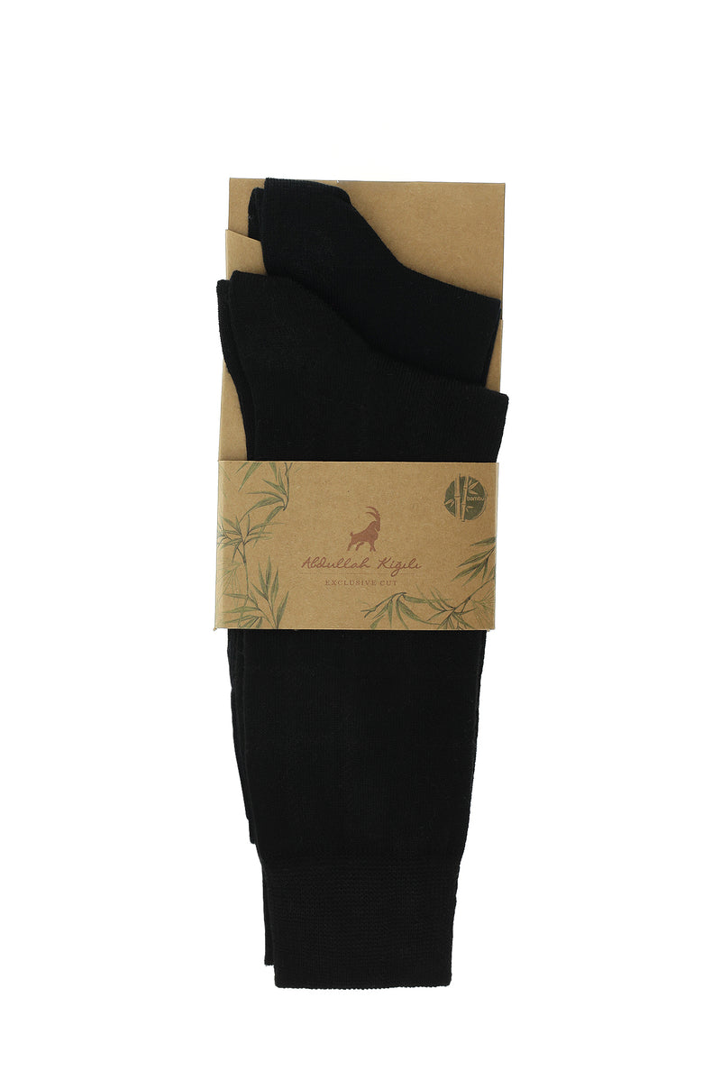 Siyah 2'li Desenli Bambu Karışımlı Çorap Seti