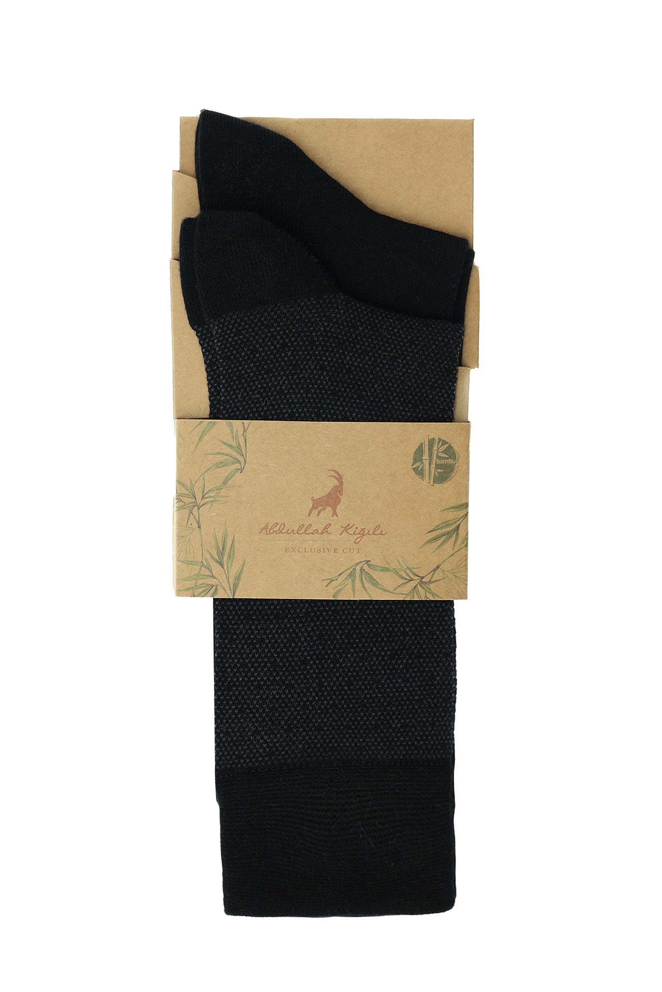 Siyah 2'li Desenli Bambu Karışımlı Çorap Seti