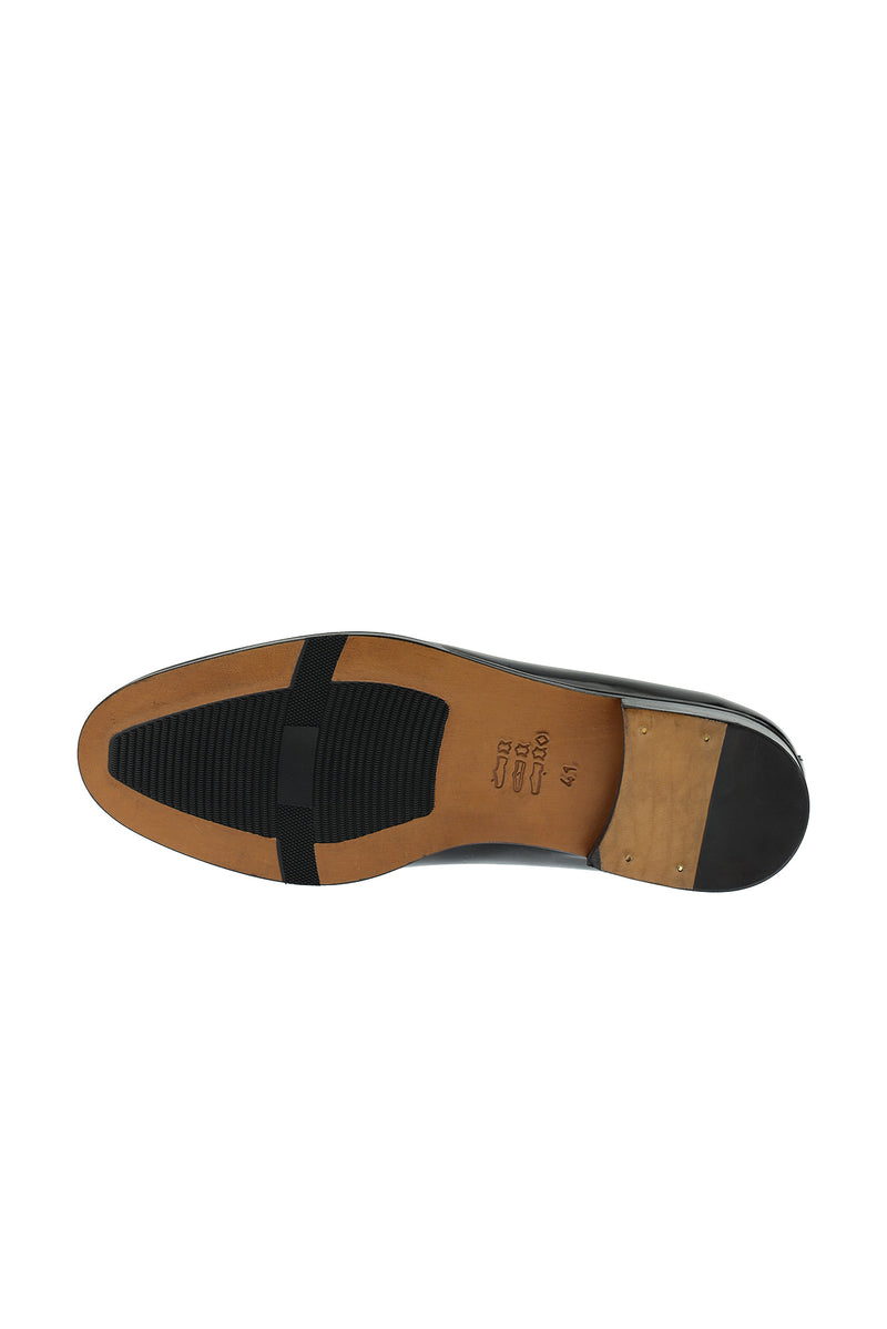 Siyah Klasik Kösele Deri Ayakkabı