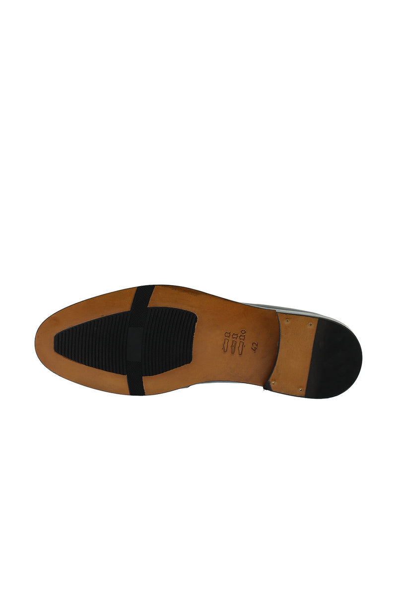 Siyah Klasik Kösele Deri Ayakkabı