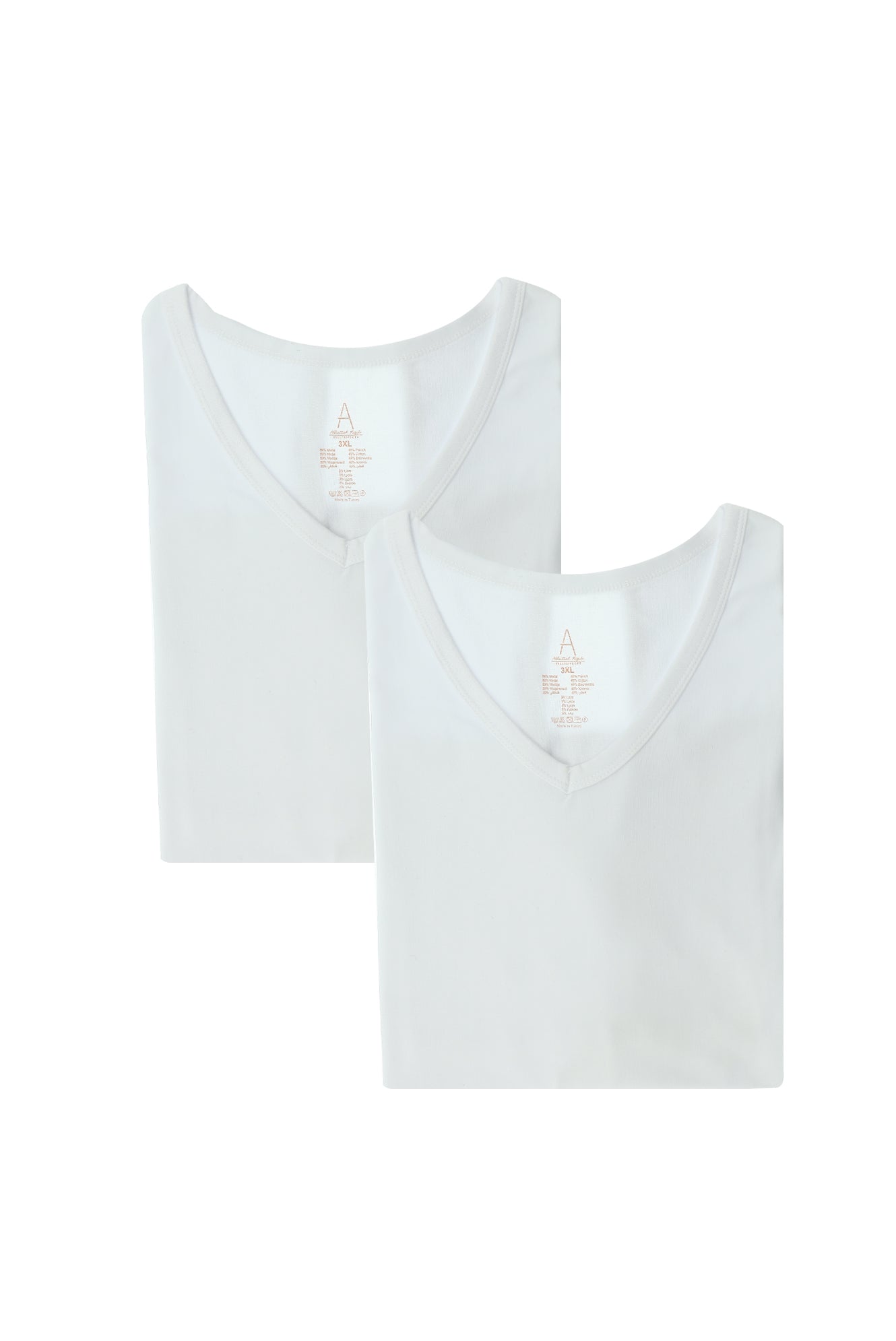 Beyaz 2'li V Yaka Pamuklu Atlet Seti