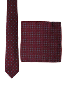 Koyu Bordo 2'li İtalyan Kravat & Mendil Seti