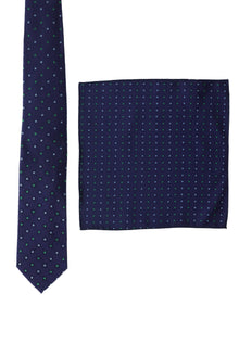 Koyu Lacivert 2'li İtalyan Kravat & Mendil Seti