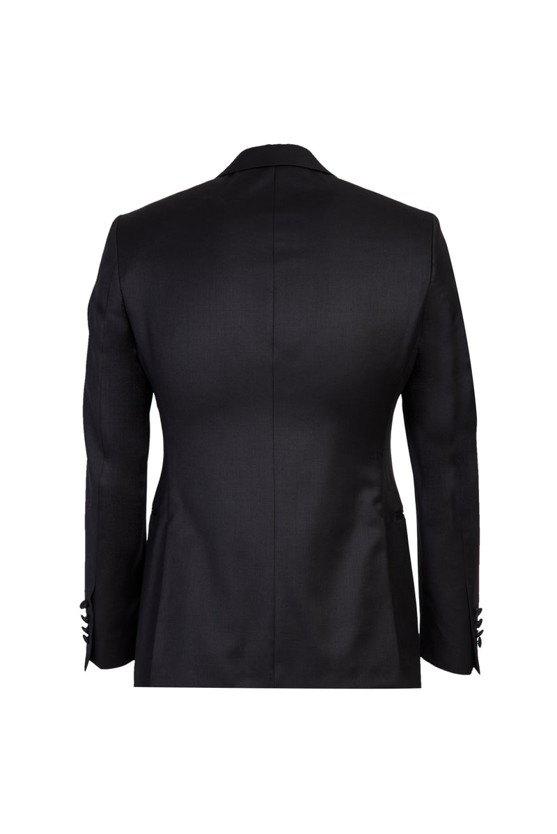 Siyah Slim Fit Dar Kesim Mono Yaka Yünlü Smokin & Damatlık