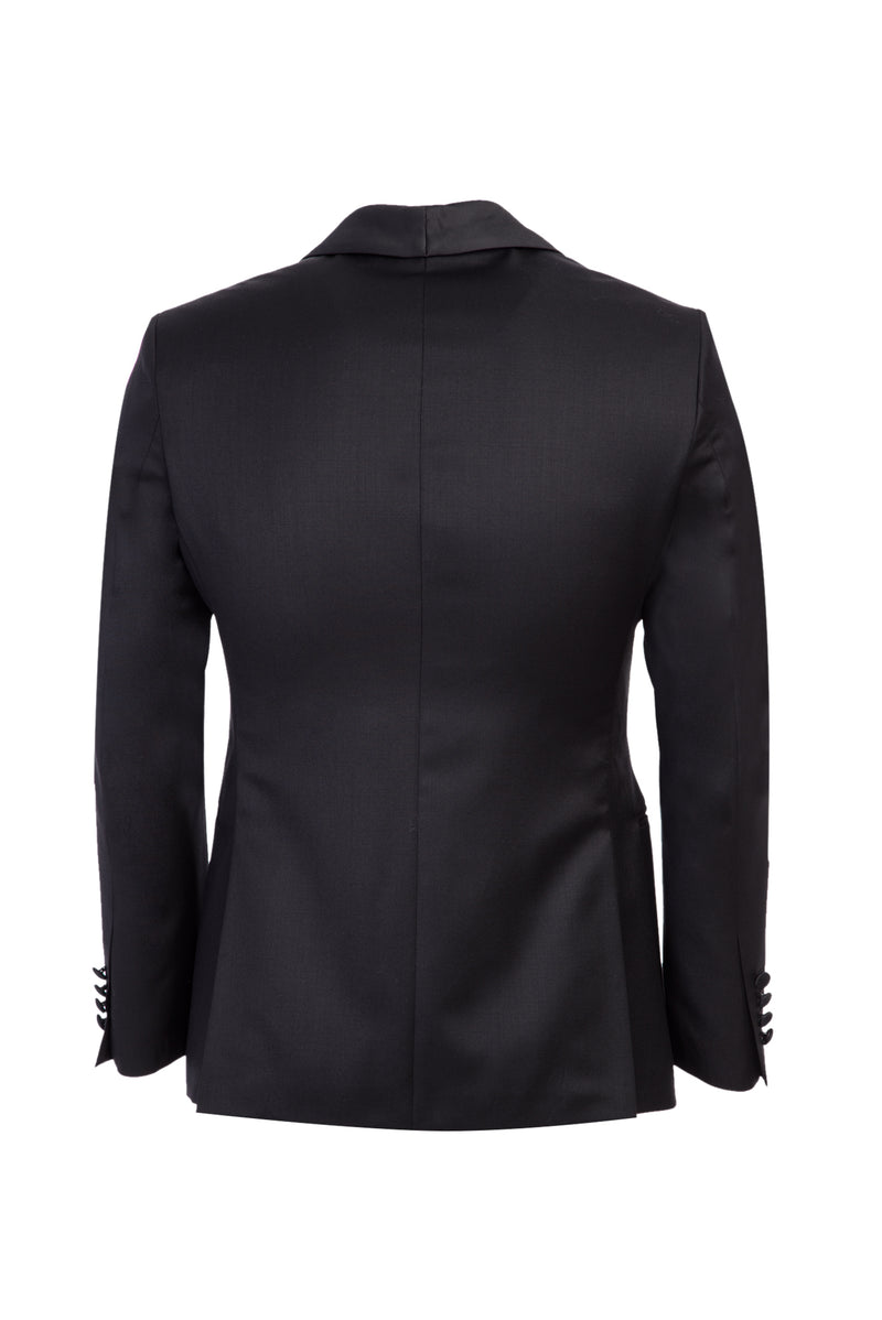 Siyah Slim Fit Dar Kesim Şal Yaka Yünlü Smokin & Damatlık