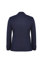 Koyu Lacivert Slim Fit Dar Kesim Mono Yaka Yünlü Smokin & Damatlık