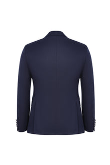 Koyu Lacivert Slim Fit Dar Kesim Mono Yaka Yünlü Smokin & Damatlık