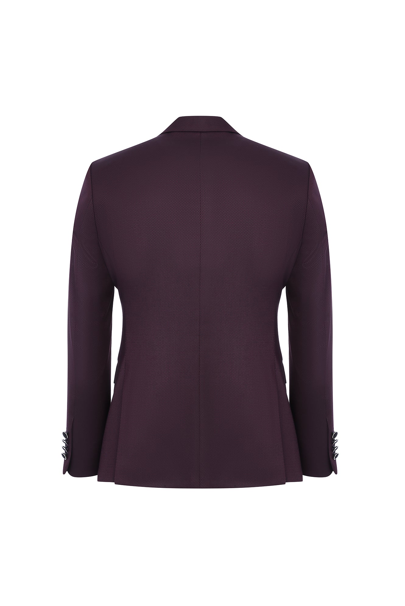 Koyu Bordo Slim Fit Dar Kesim Mono Yaka Yünlü Smokin / Damatlık