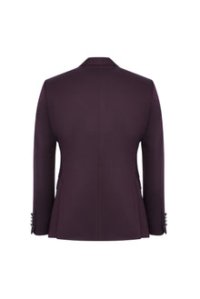 Koyu Bordo Slim Fit Dar Kesim Mono Yaka Yünlü Smokin / Damatlık