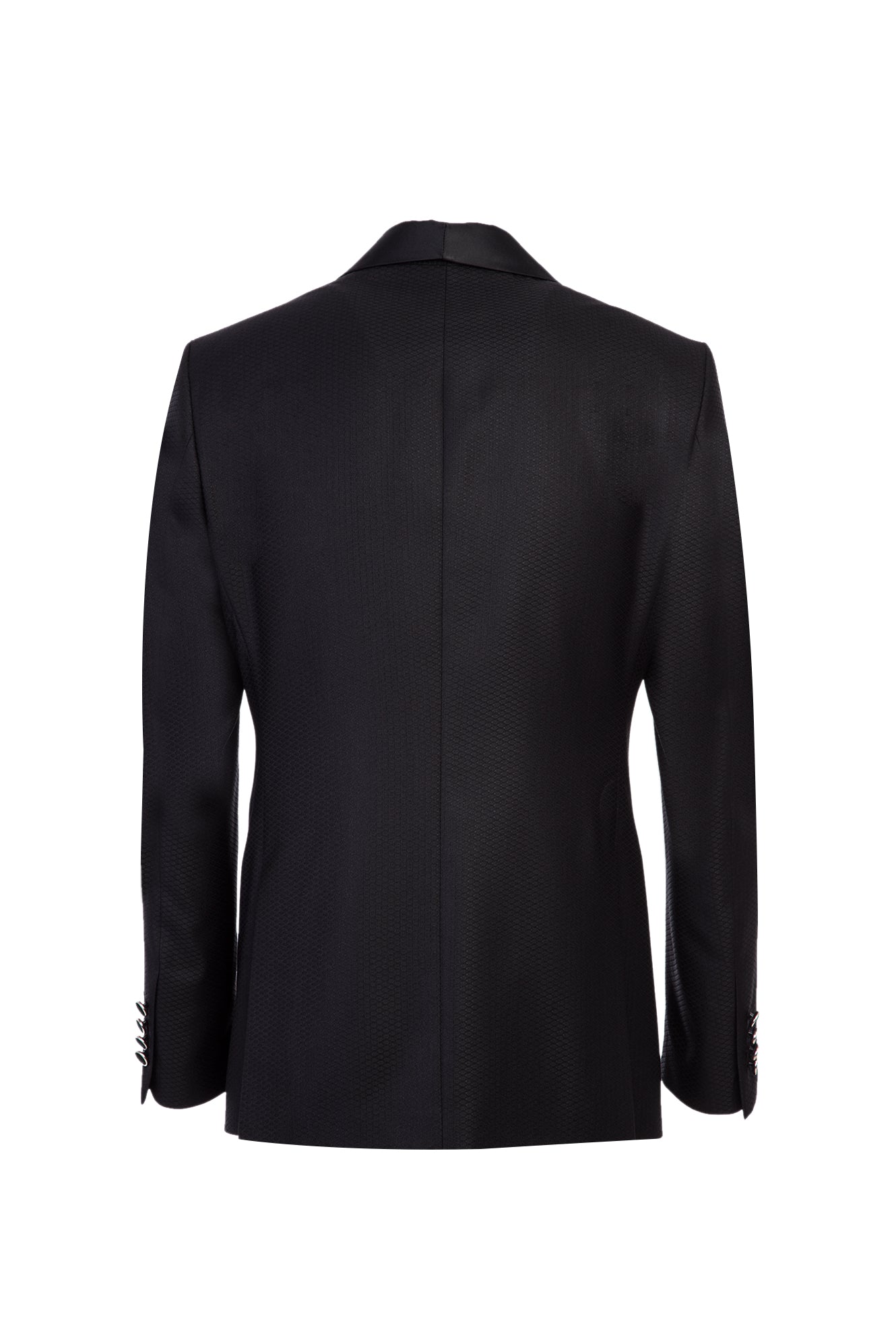 Siyah Slim Fit Dar Kesim Şal Yaka Desenli Smokin & Damatlık