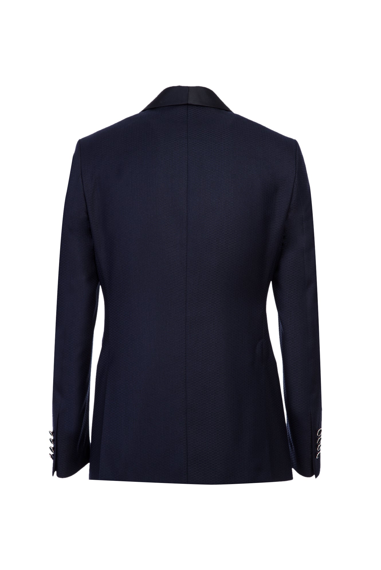 Koyu Lacivert Slim Fit Dar Kesim Şal Yaka Desenli Smokin & Damatlık