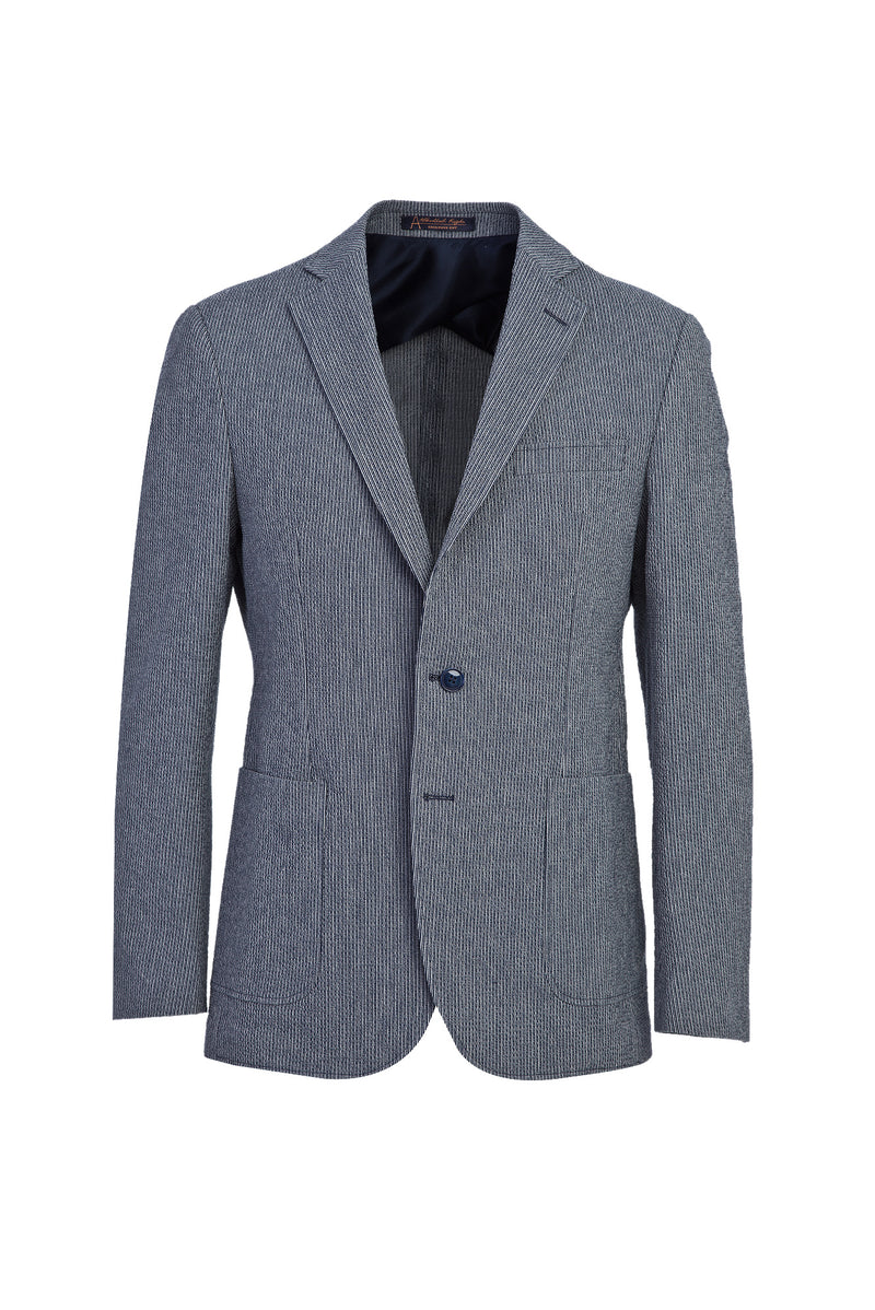 Koyu Lacivert Spor Desenli Ceket