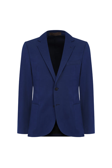 Koyu Mavi  İtalyan Regular Fit Örme Pamuklu Ceket