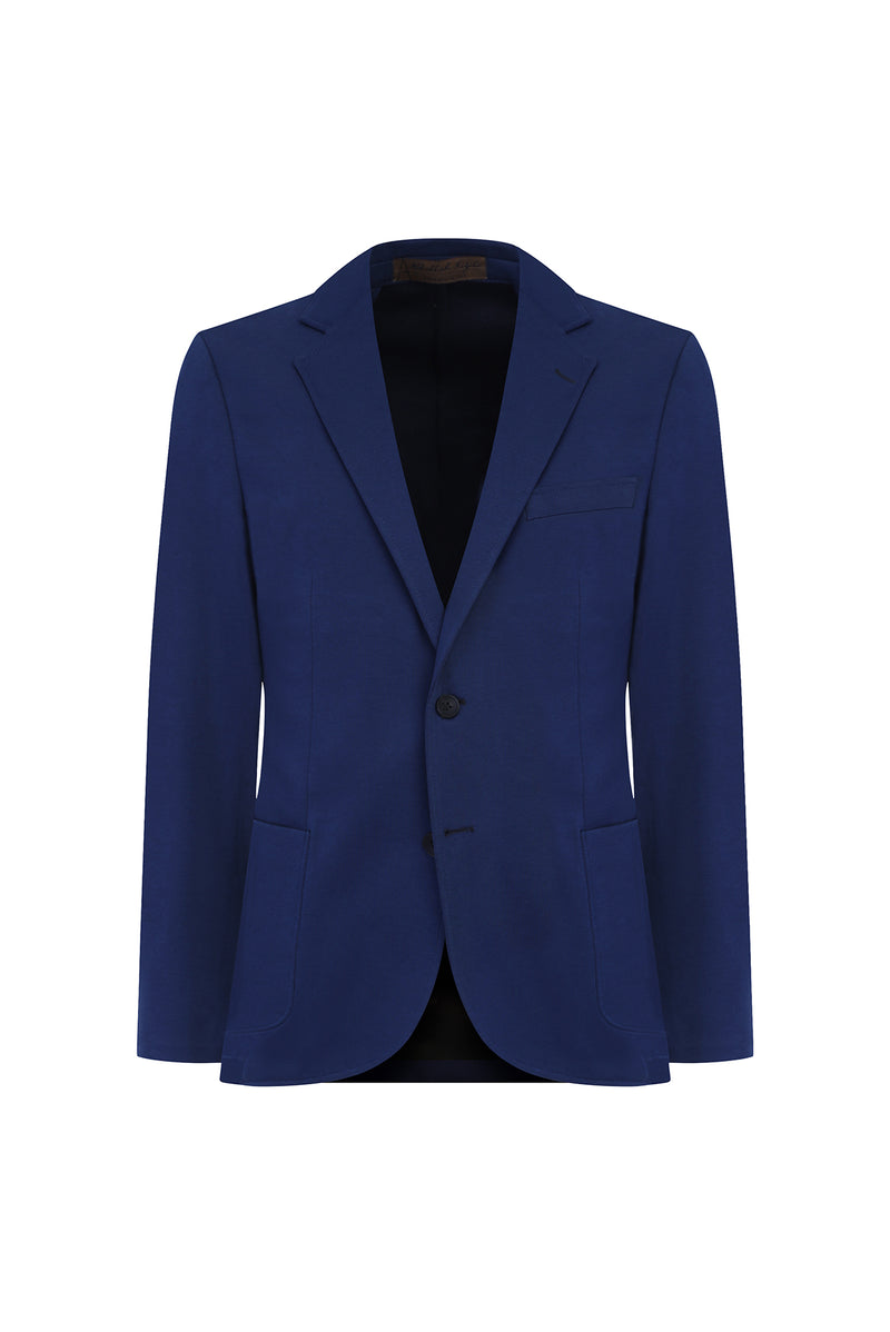 Koyu Mavi  İtalyan Regular Fit Örme Pamuklu Ceket