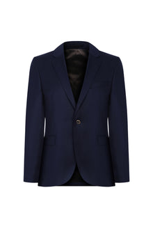 Orta Lacivert Relax Fit Rahat Kesim Yünlü Klasik Blazer Ceket