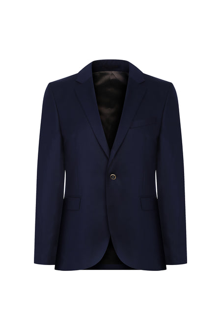 Orta Lacivert 7 Drop Slim Fit Dar Kesim Yünlü Blazer Ceket-Abdullah Ki??l?