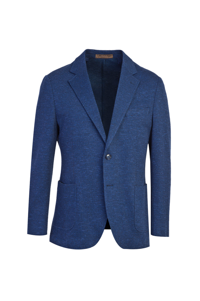 Koyu Mavi  İtalyan Regular Fit Örme Spor Desenli Ceket