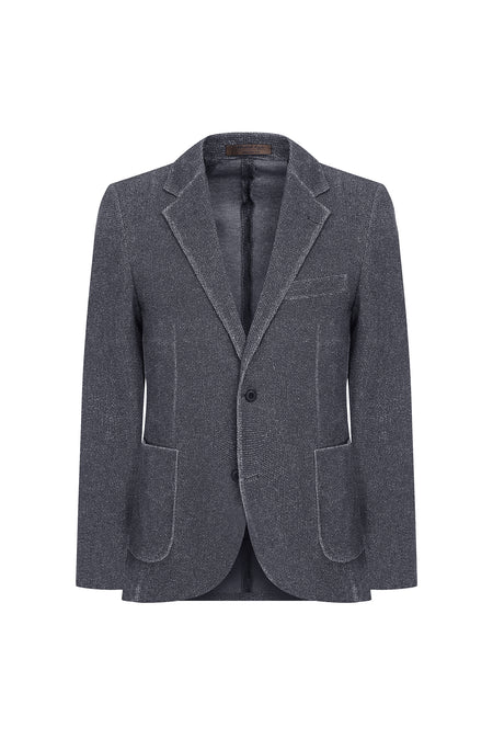 Siyah Relaxed Fit Rahat Kesim Desenli Örme Ceket