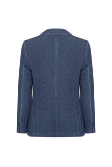 Koyu Mavi  Regular Fit Desenli Örme Ceket