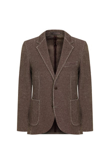 Açık Kahve  Regular Fit Desenli Örme Ceket