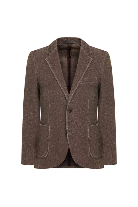 Açık Kahve  Regular Fit Desenli Örme Ceket