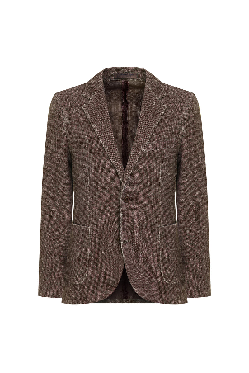 Açık Kahve  Regular Fit Desenli Örme Ceket