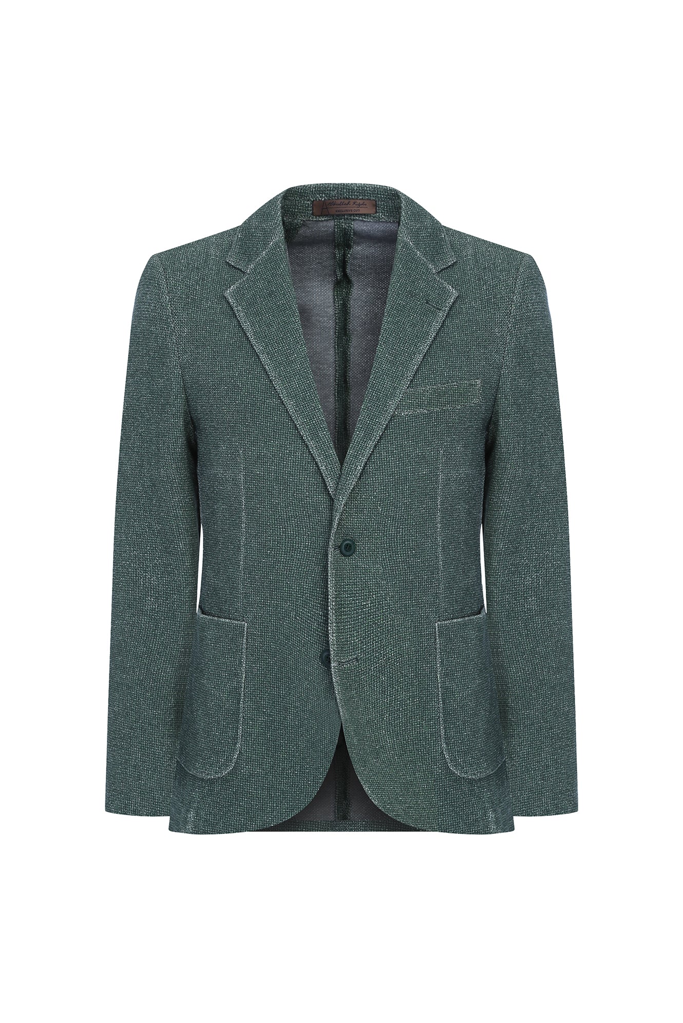 Koyu Yeşil Regular Fit Desenli Örme Ceket