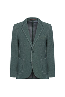 Koyu Yeşil Regular Fit Desenli Örme Ceket