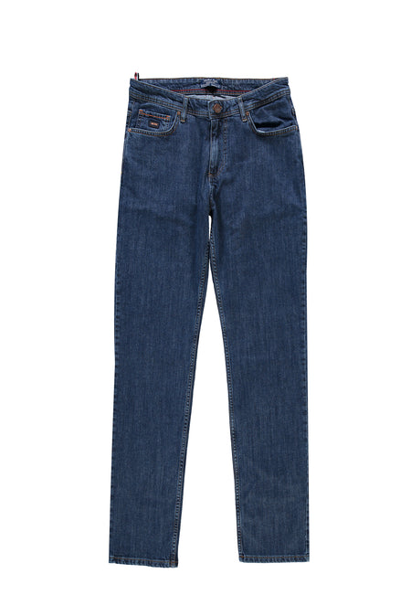 Koyu Mavi  Slim Fit Dar Kesim Likral? Denim Pantolon-Abdullah Ki??l?