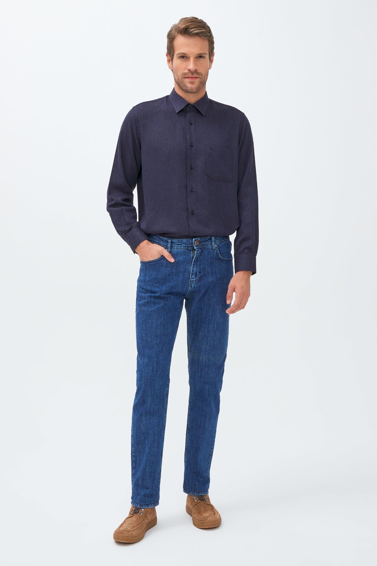 Açık Mavi Regular Fit Likralı Denim Pantolon