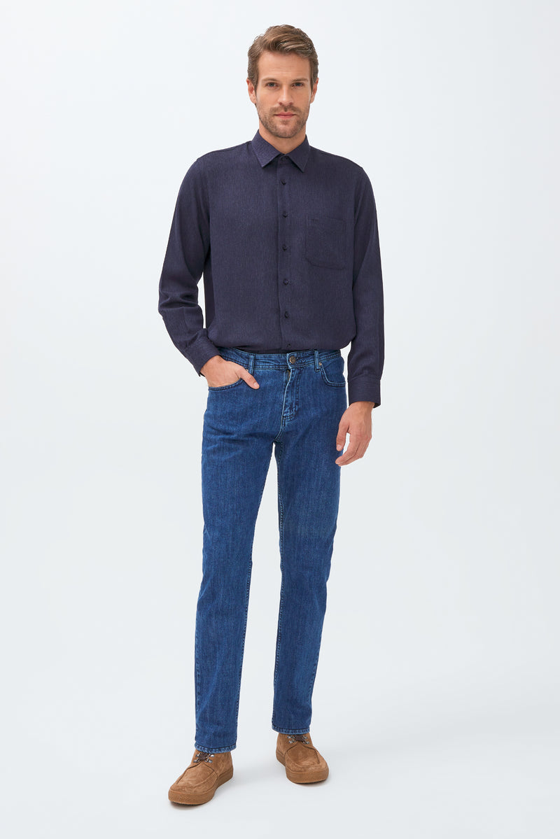Açık Mavi Regular Fit Likralı Denim Pantolon