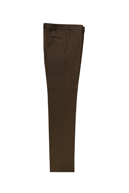 Orta Kahve 6 Drop Regular Fit Standart Kesim Yünlü Klasik Kuma? Pantolon-Abdullah Ki??l?