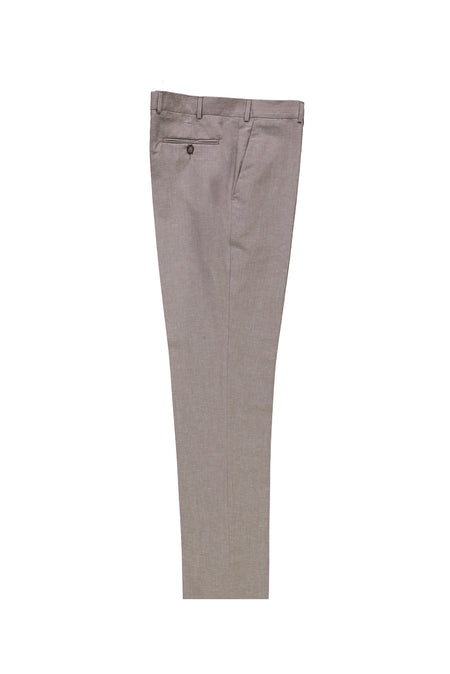 Açık Kahve  Relaxed Fit Rahat Kesim İtalyan Keten Klasik Kumaş Pantolon