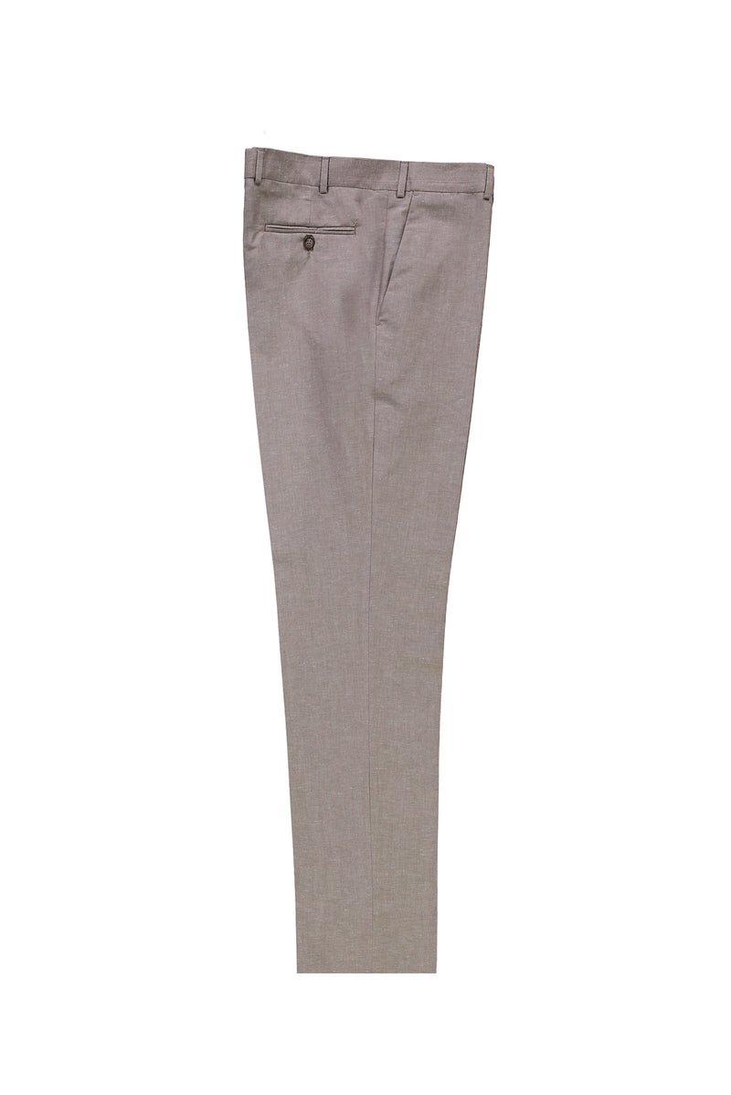 Açık Kahve  Relaxed Fit Rahat Kesim İtalyan Keten Klasik Kumaş Pantolon