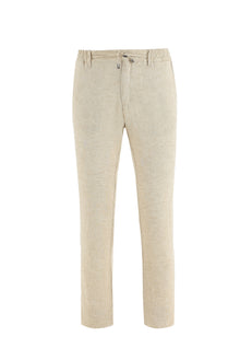 Koyu Bej Regular Fit Standart Kesim A.K.SE BA?CIKLI KETEN Kanvas / Chino PANT-Abdullah Ki??l?