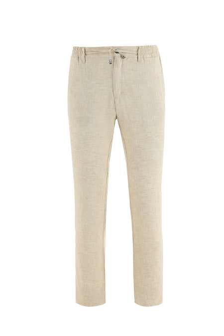 Koyu Bej Regular Fit Standart Kesim A.K.SE BA?CIKLI KETEN Kanvas / Chino PANT-Abdullah Ki??l?