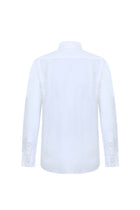 Beyaz Uzun Kol Regular Fit Hakim Yaka Keten Gömlek