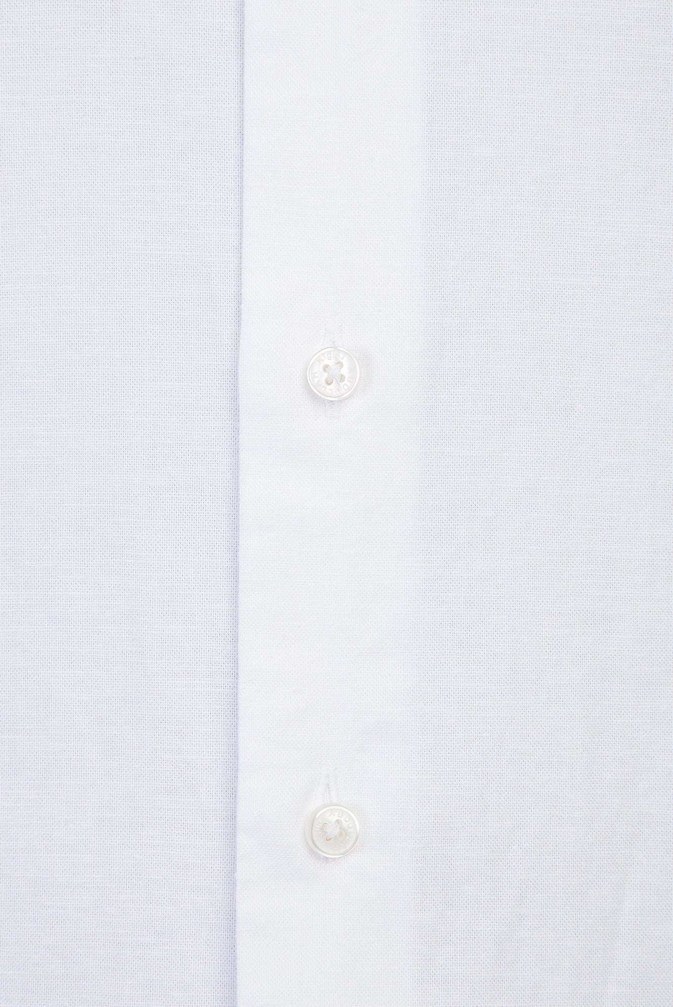 Beyaz Uzun Kol Regular Fit Hakim Yaka Keten Gömlek