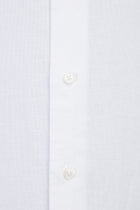 Beyaz Uzun Kol Regular Fit Hakim Yaka Keten Gömlek