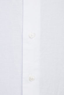 Beyaz Uzun Kol Regular Fit Hakim Yaka Keten Gömlek