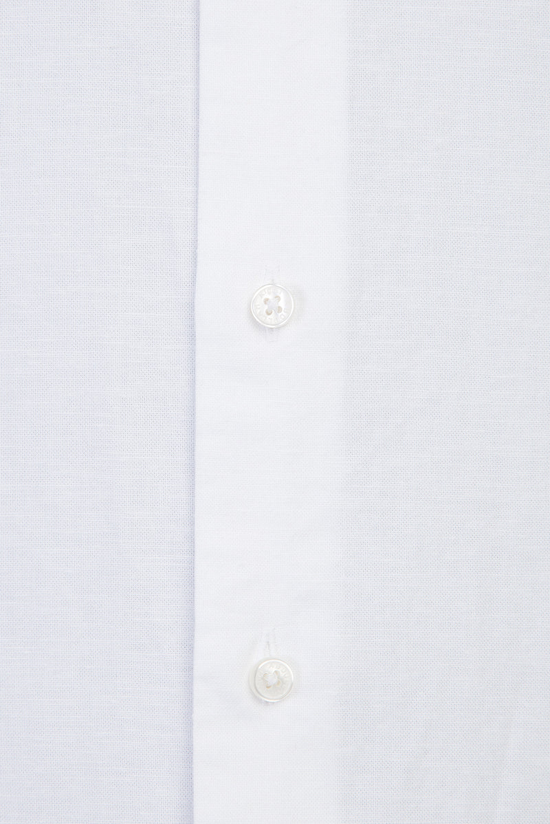 Beyaz Uzun Kol Regular Fit Hakim Yaka Keten Gömlek