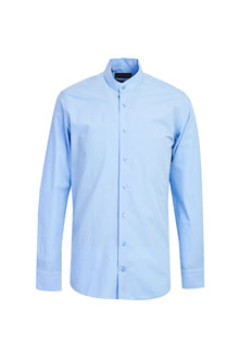 Açık Mavi Uzun Kol Regular Fit Hakim Yaka Pamuk Gömlek