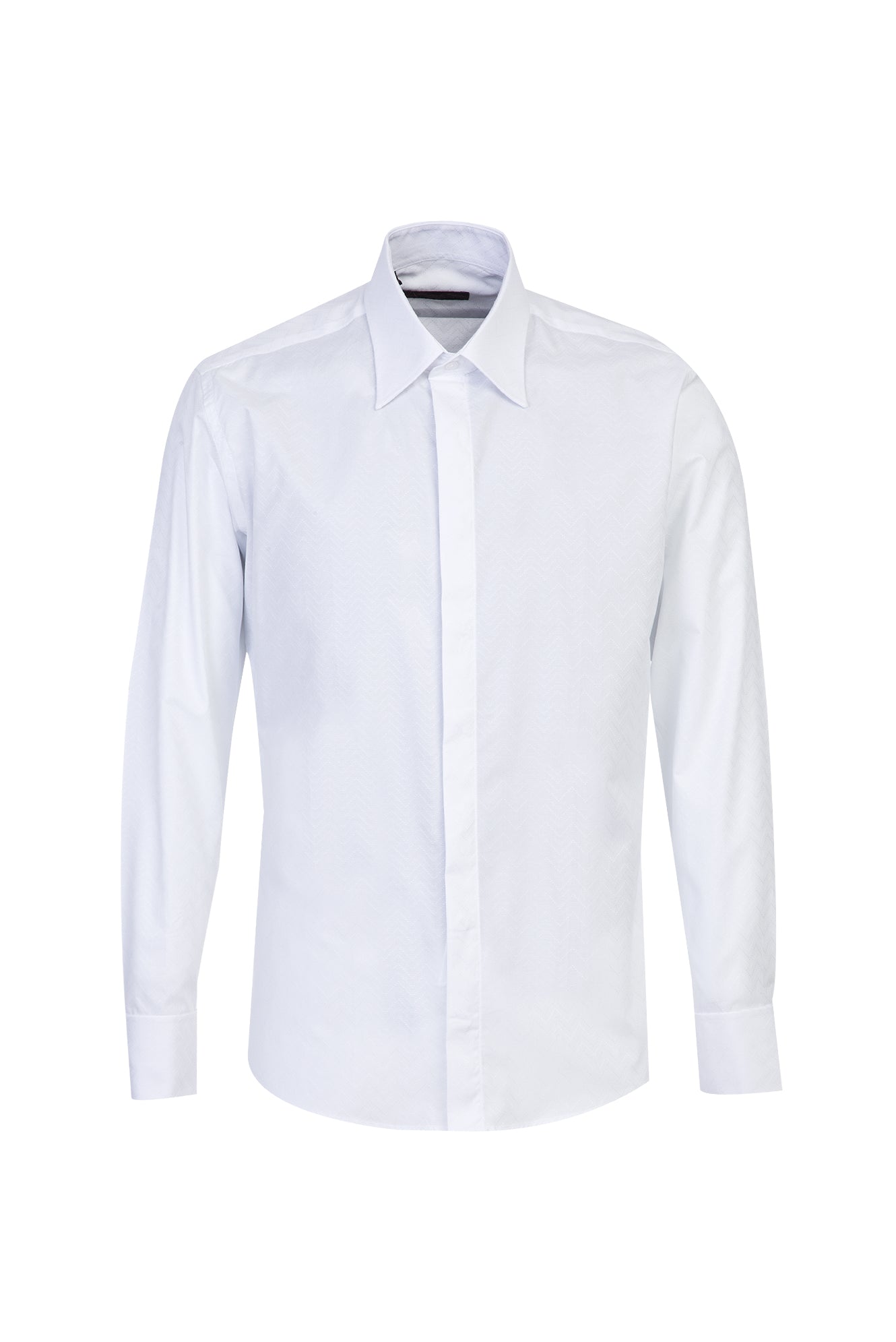 Beyaz Uzun Kol Manşetli Slim Fit Dar Kesim Pamuk Gömlek