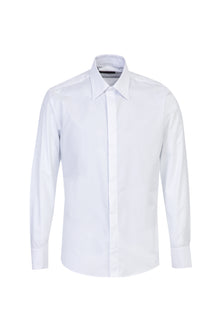 Beyaz Uzun Kol Manşetli Slim Fit Dar Kesim Pamuk Gömlek