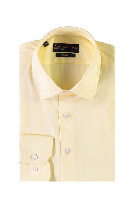 Açık Sarı Uzun Kol Desenli Slim Fit Dar Kesim Pamuk Gömlek